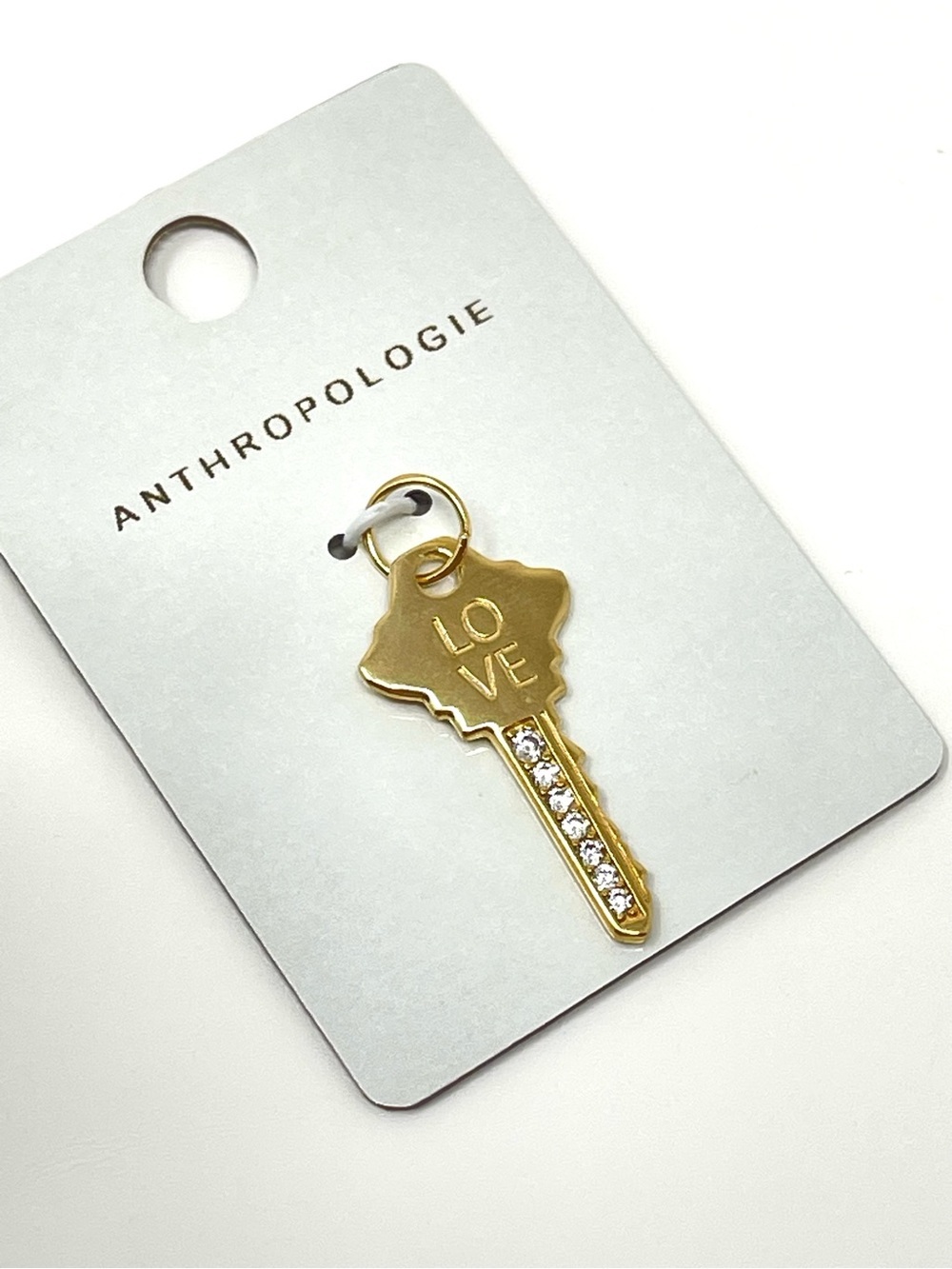 New Anthropologie Love Key Charm Pave - Picture 4 of 5